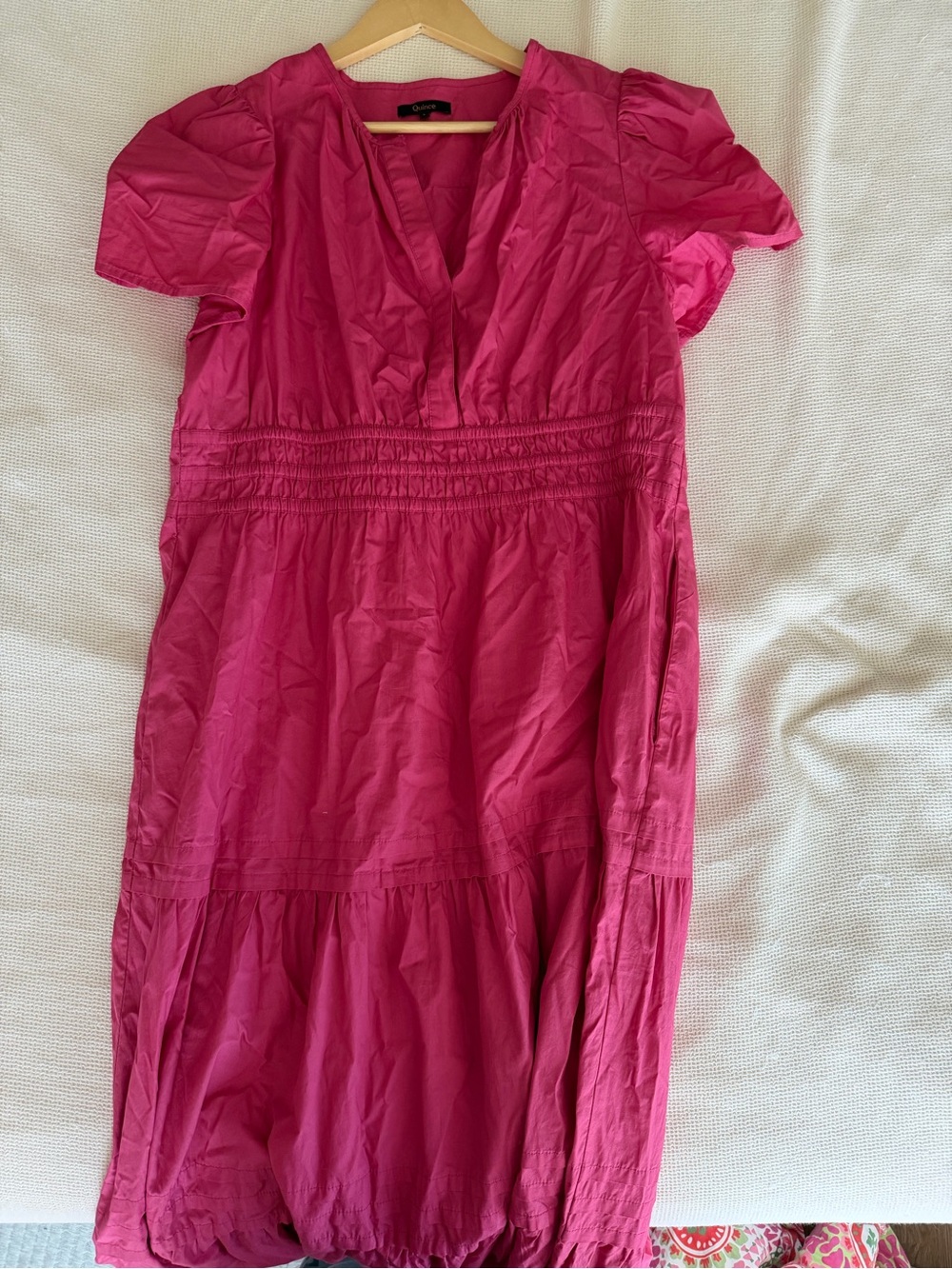 Quince 100% Organic Cotton Poplin Tiered Maxi Dress - Pink - Picture 7 of 11